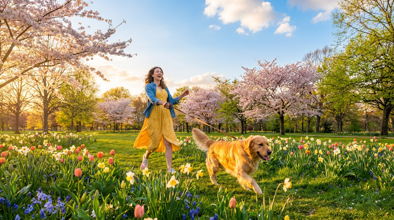 Dog walking in park